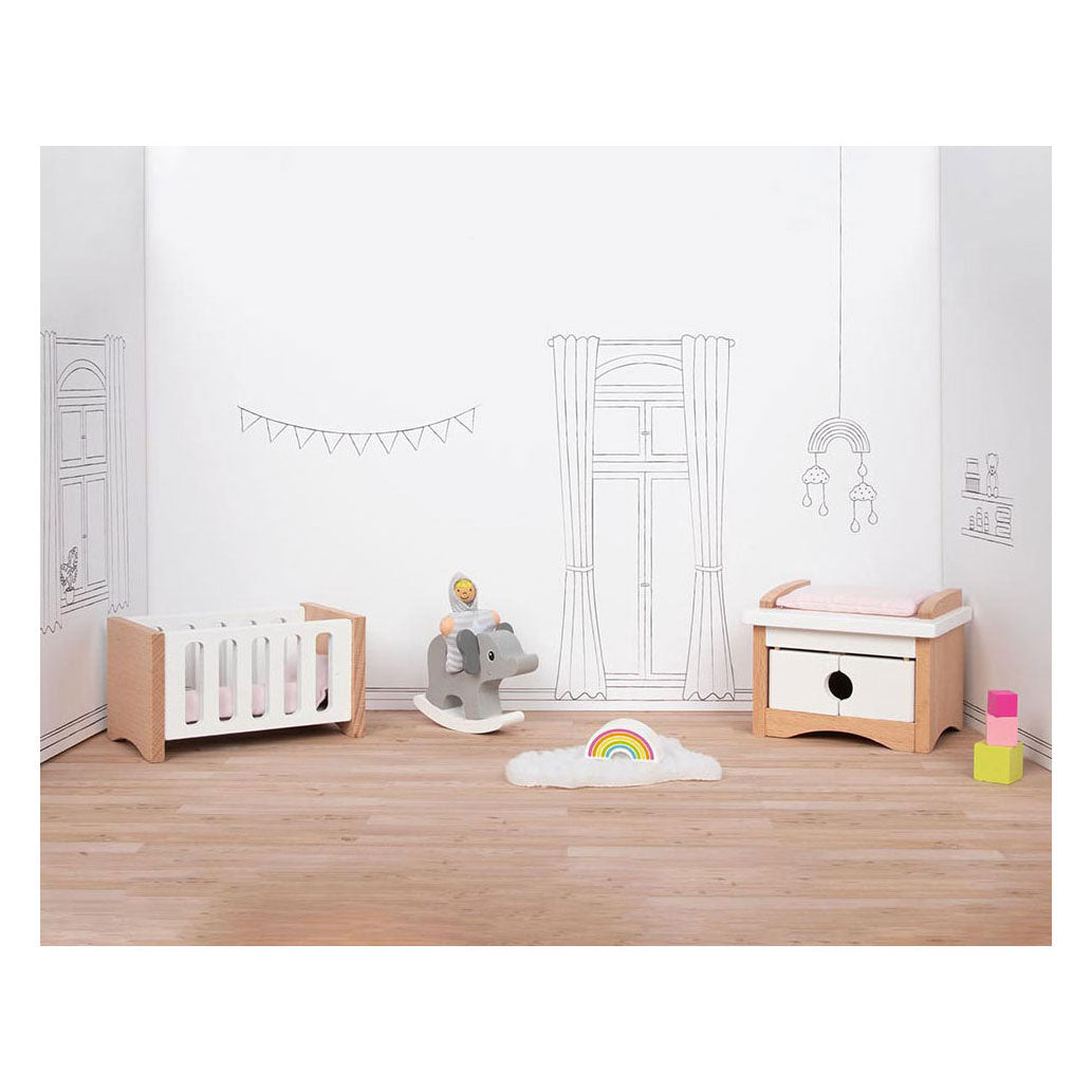 Goki Wood Puppet Furniture Baby Room, 12dlg.