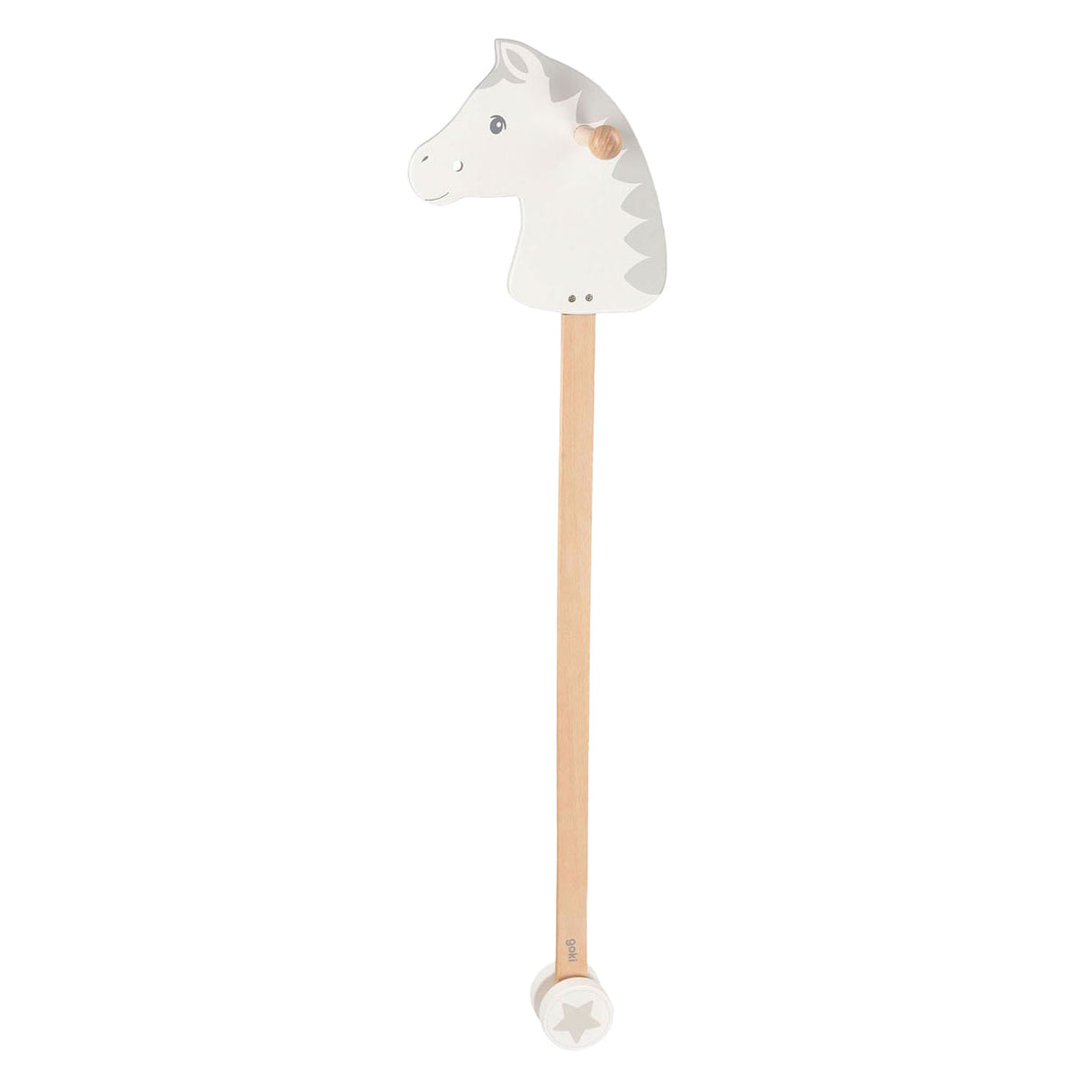 Goki wooden hobby horse white with star