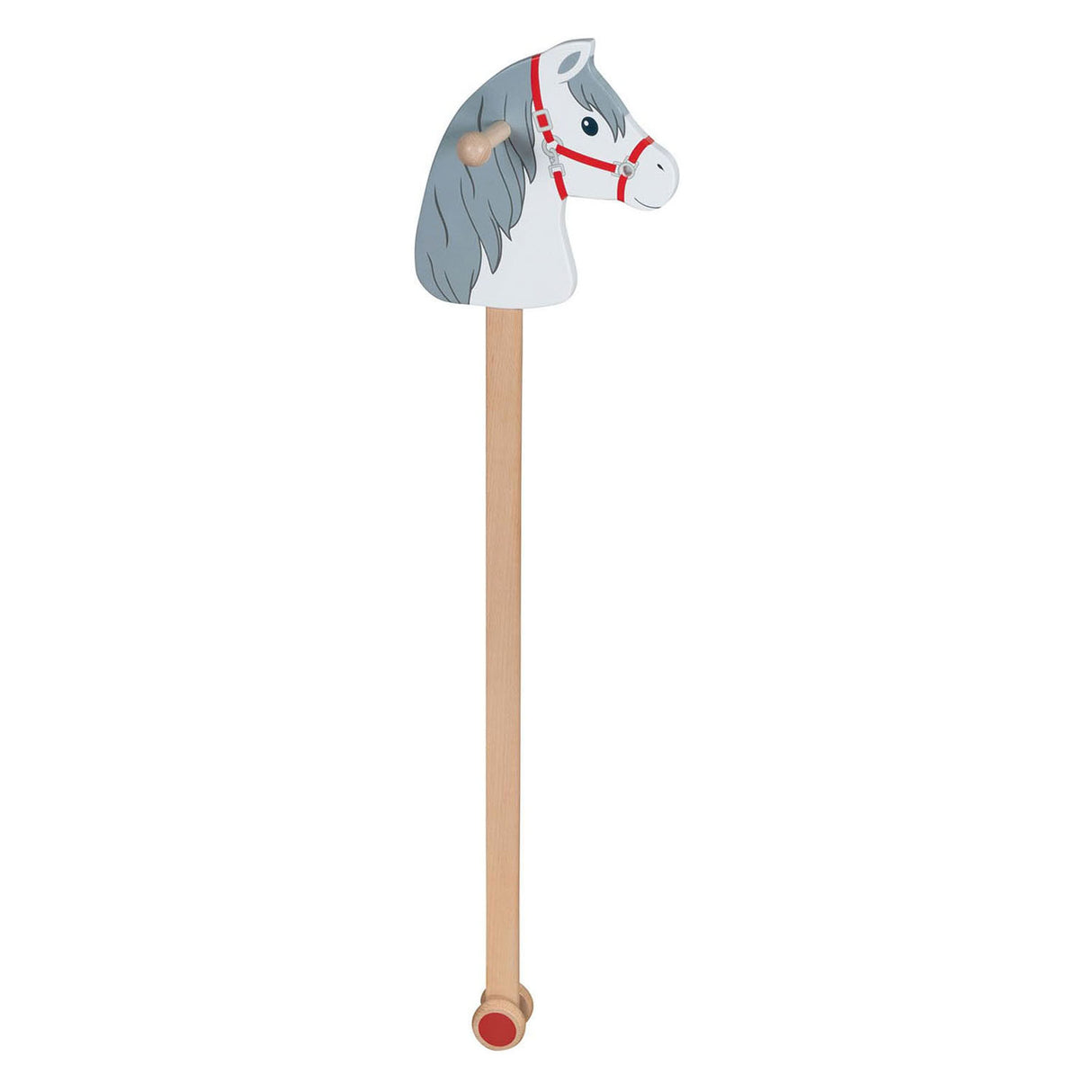 Goki wooden hobby horse white with gray moons