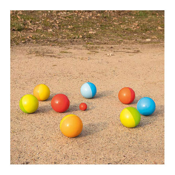 Goki Wooden Jeu de Boules Spiel mit Baumwollbeutel, 9dlg.