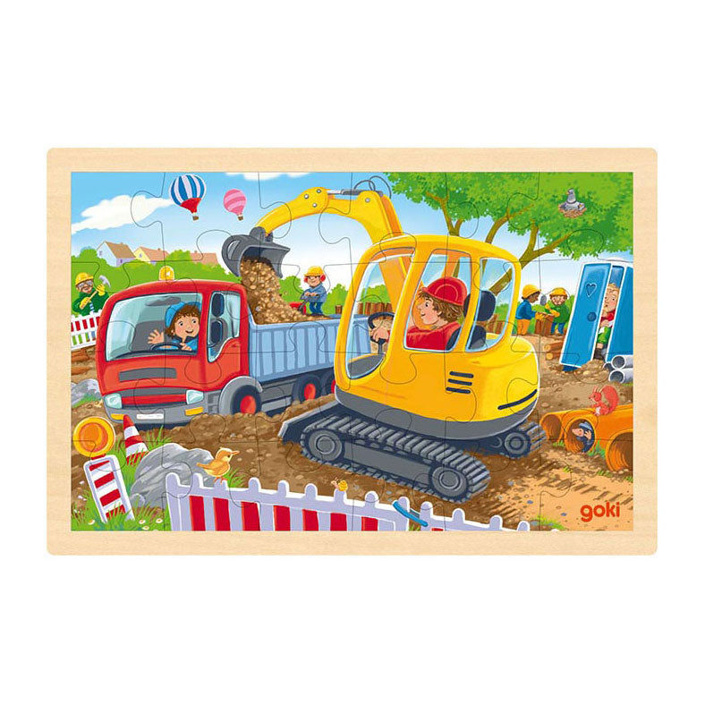 Goki wooden jigsaw puzzle excavator, 24st.