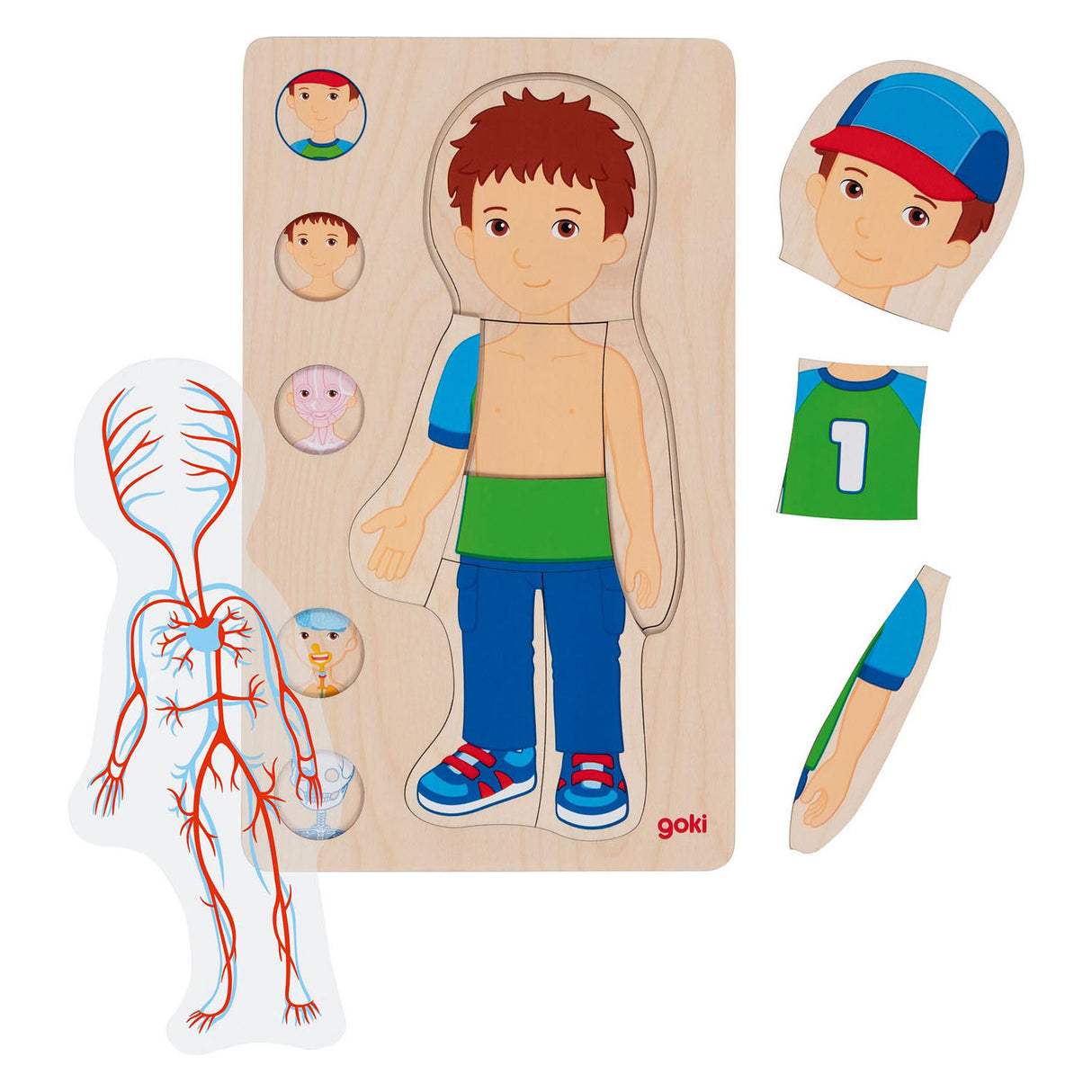 Goki Wooden Cose Puzzle Body Boy, 29e.