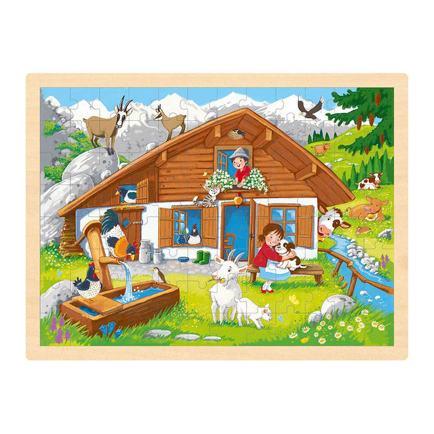 Goki Wooden Jigsaw Puzzle en los Alpes, 96.