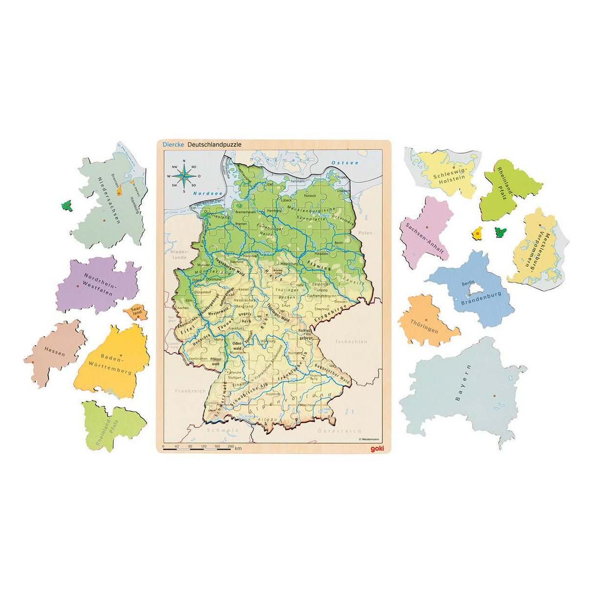 Goki houten lagenpuzzel duitsland, 98st.