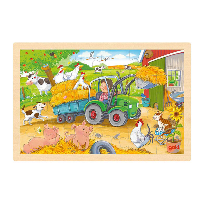 Goki Wooden Jigsaw Puzzle Tracteur, 24e.