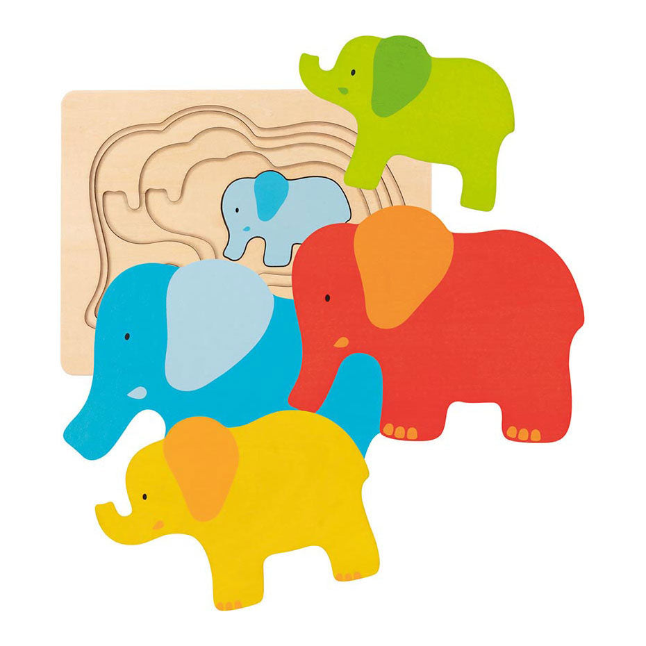 Goki wooden layer puzzle elephant, 5st.