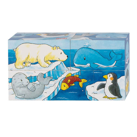 Goki houten blokpuzzel safari, 5st.