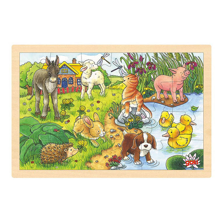 Goki Holzpuzzle -Baby -Tiere, 24st.