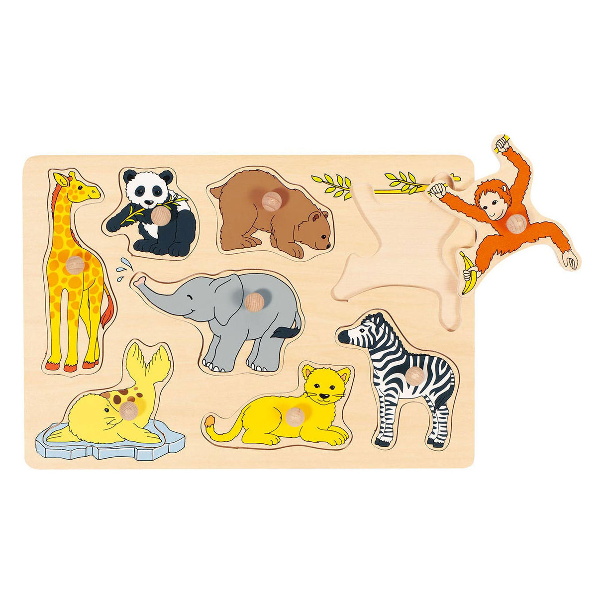 Goki Holz Nick Puzzle Wild Young Tiere, 8st.