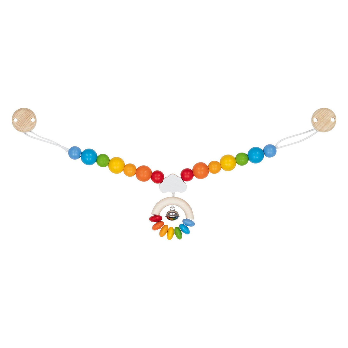 Goki houten wandelwagenketting regenboog met clips