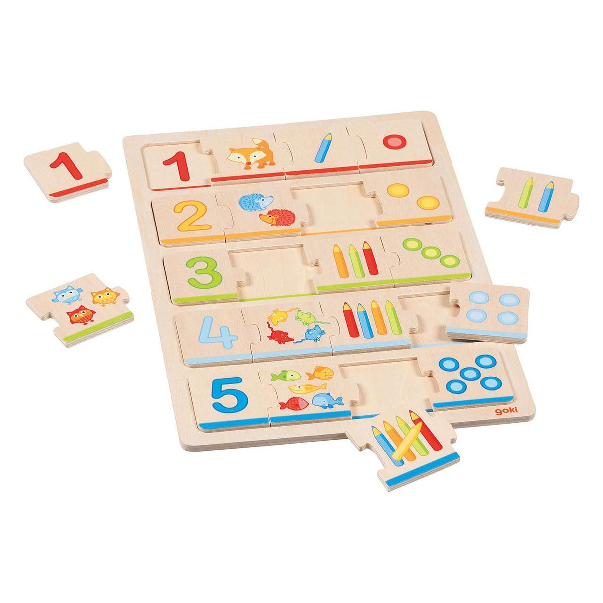 Goki Wooden Jigsaw Puzzle Aprender a contar, 20º.