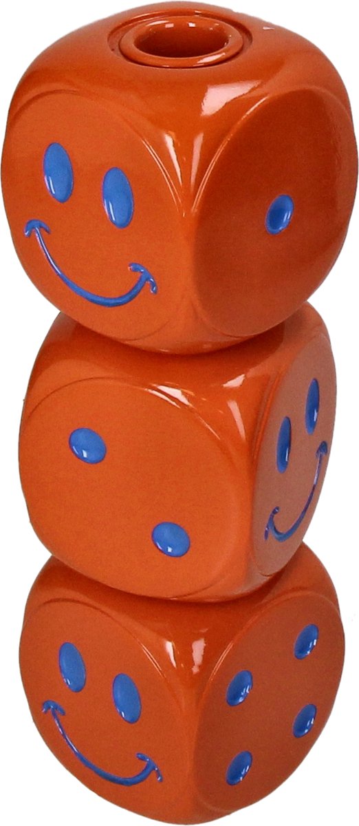 Hd collection kaarsenhouder dice polyresin 7.5x7.5x22.5cm