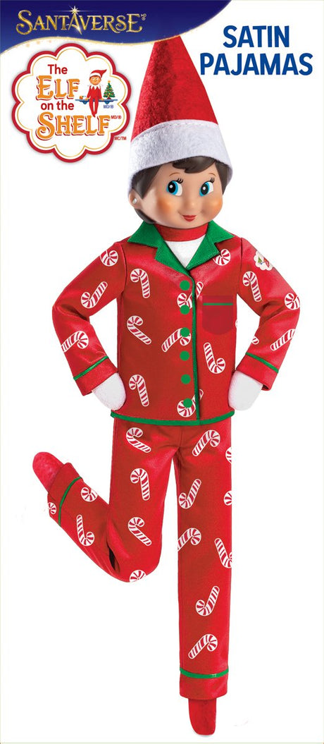 The elf on the shelf claus couture: satijnen pyjama 23x10cm, kledijset voor scout elf, 3+