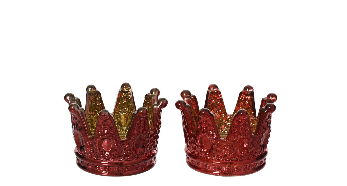 Theelichthouder glas rood 2ass d7,5 h5cm