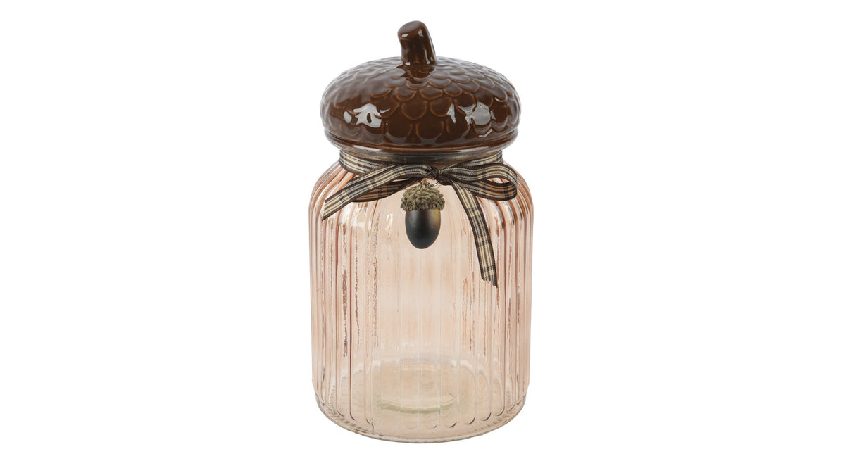 Opbergpot glas bruin dia11.2cm x h.20cm