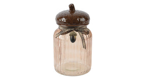 Opbergpot glas bruin dia11.2cm x h.20cm