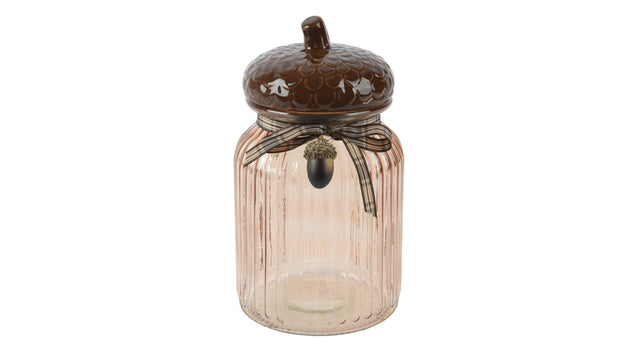 Opbergpot glas bruin dia11.2cm x h.20cm