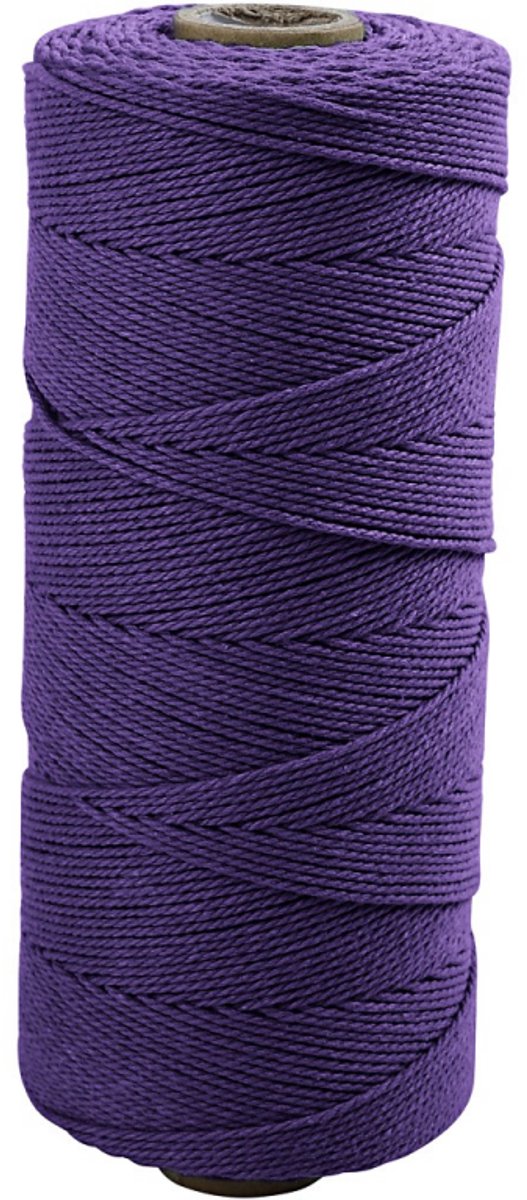 Creotime katoen getwijnd koord , l: 320 m, violet, dunne kwaliteit 12 12, 250 gr