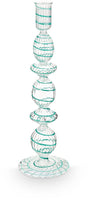 Pip studio - kandelaar - woonaccessoires - licht blauwe kaarsenhouder - glas swirl - 28cm