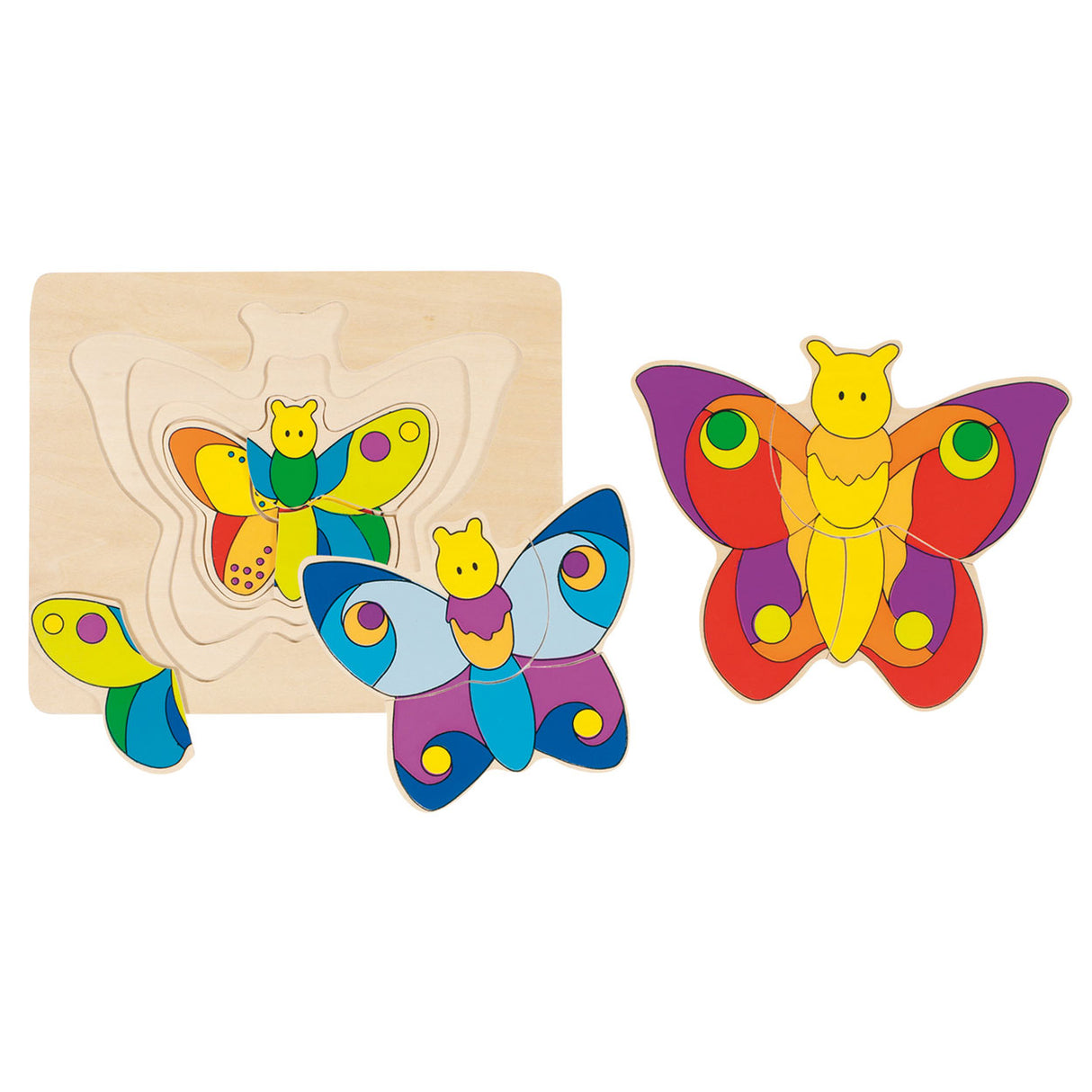 Goki Wooden à 3 coutres Puzzle Butterfly