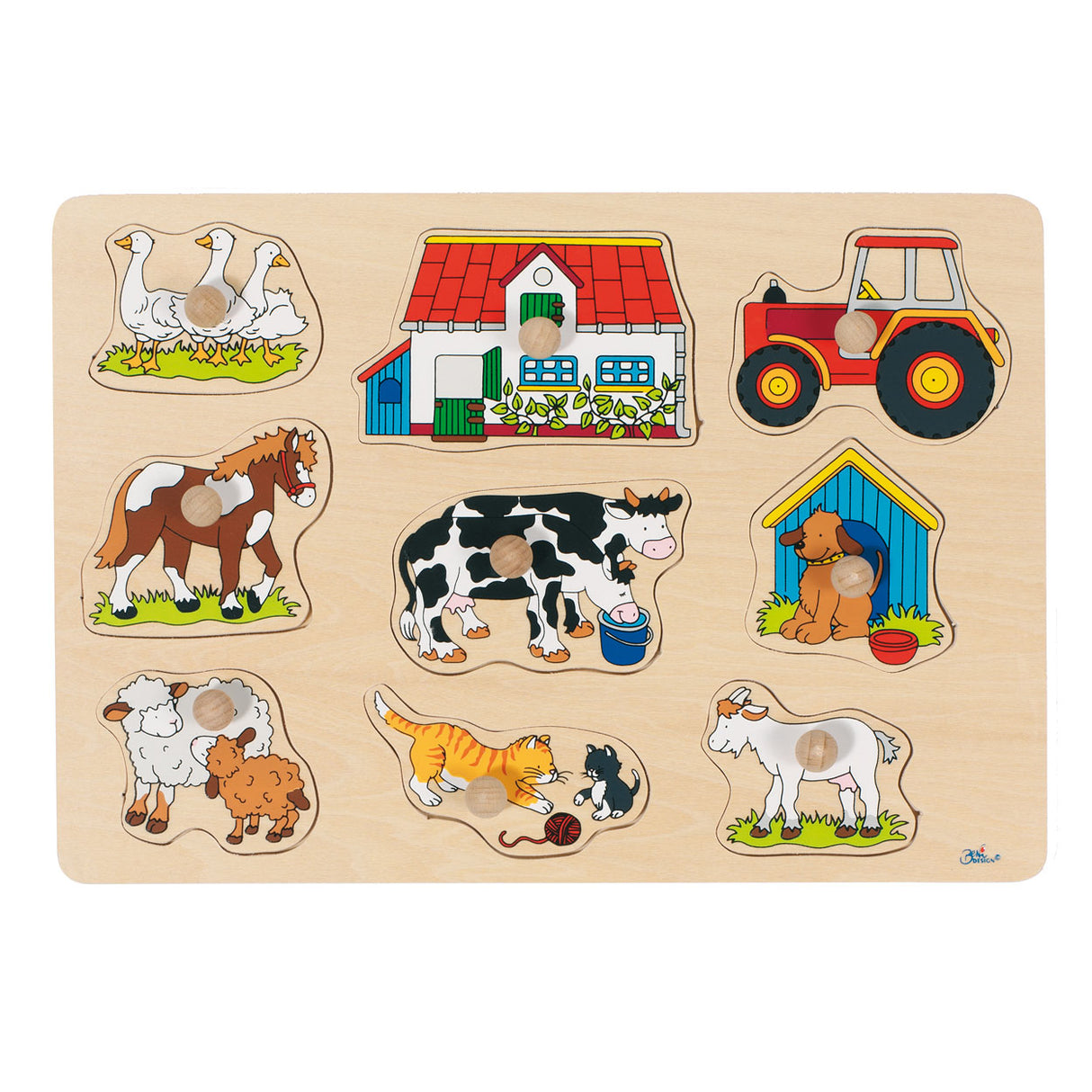 Goki Wooden Noppen Puzzle Farm, 9 ..