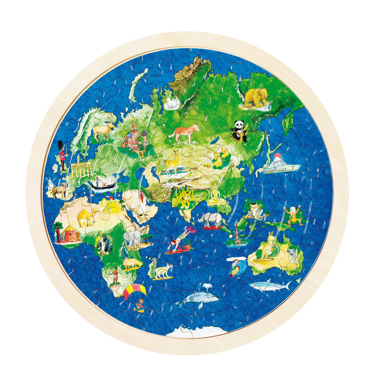 Goki z dvojno leseno puzzle Globe, 57st.