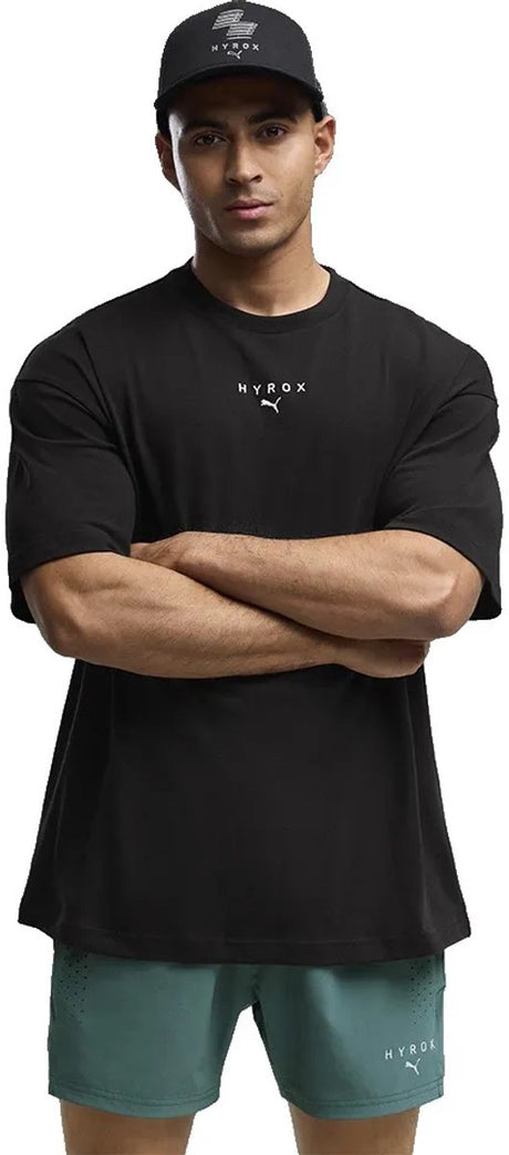 Puma x hyrox lifestyle t-shirt met korte mouwen zwart l man l