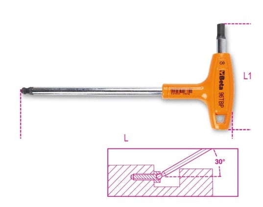 Tasto beta Stift 96Tbp con testa a sfera e maniglia 5,0 mm