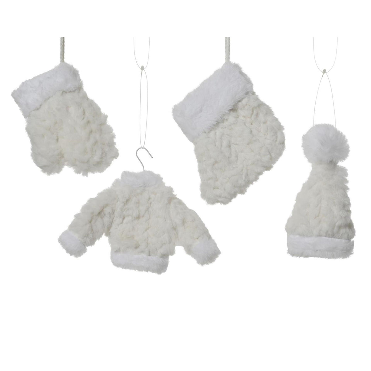 Decoris kersthanger warm cosy want sok trui muts 11x18cm 1 wit 4 assorti