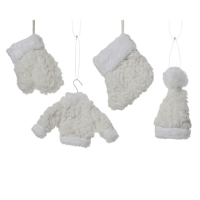 Decoris kersthanger warm cosy want sok trui muts 11x18cm 1 wit 4 assorti