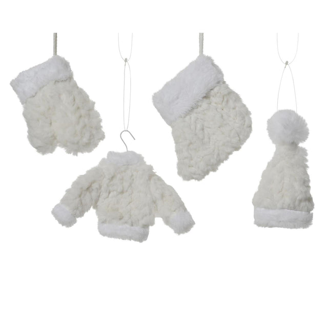 Decoris kersthanger warm cosy want sok trui muts 11x18cm 1 wit 4 assorti