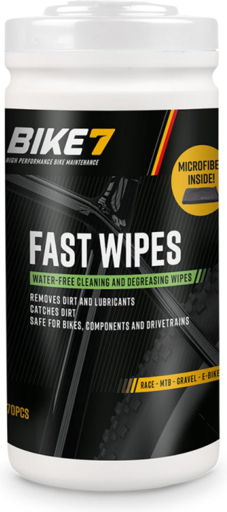 Bike7 - fast wipes pot met 70 doekjes inclusief microvezel poetsdoek
