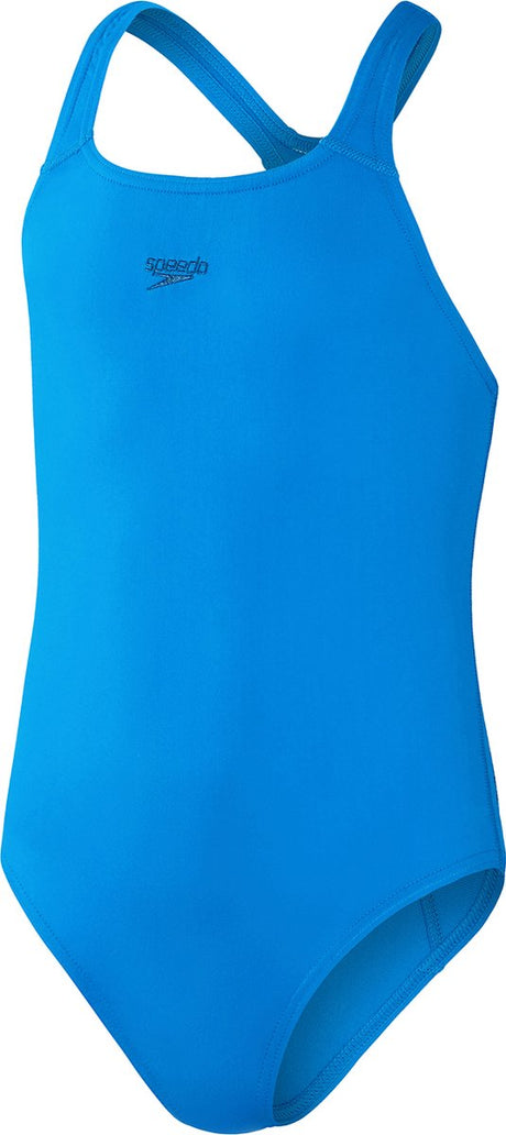 Speedo endurance+ medalist meisjes sportbadpak - kleurvast badpak meisjes - chloorbestendig zwempak meisjes - sportbadpak kids met medalist-rug - blauw - maat 140