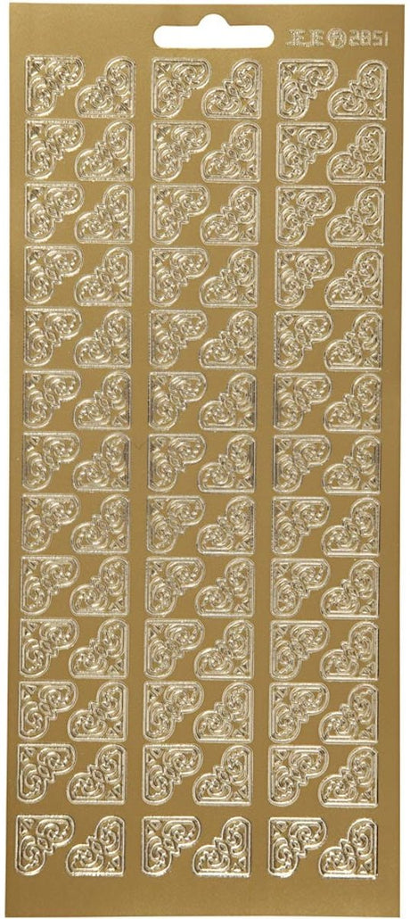 Creativ company stickers goud - hoeken stickervel - zelfklevende foliestickers voor diy kaarten, scrapbooking creatieve versiering - 10x23 cm - 1 vel
