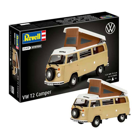 Revell modelbouwpakket auto - 07676 volkswagen vw t2 camper bus - easy click system plastic - 1:24 - modelbouw