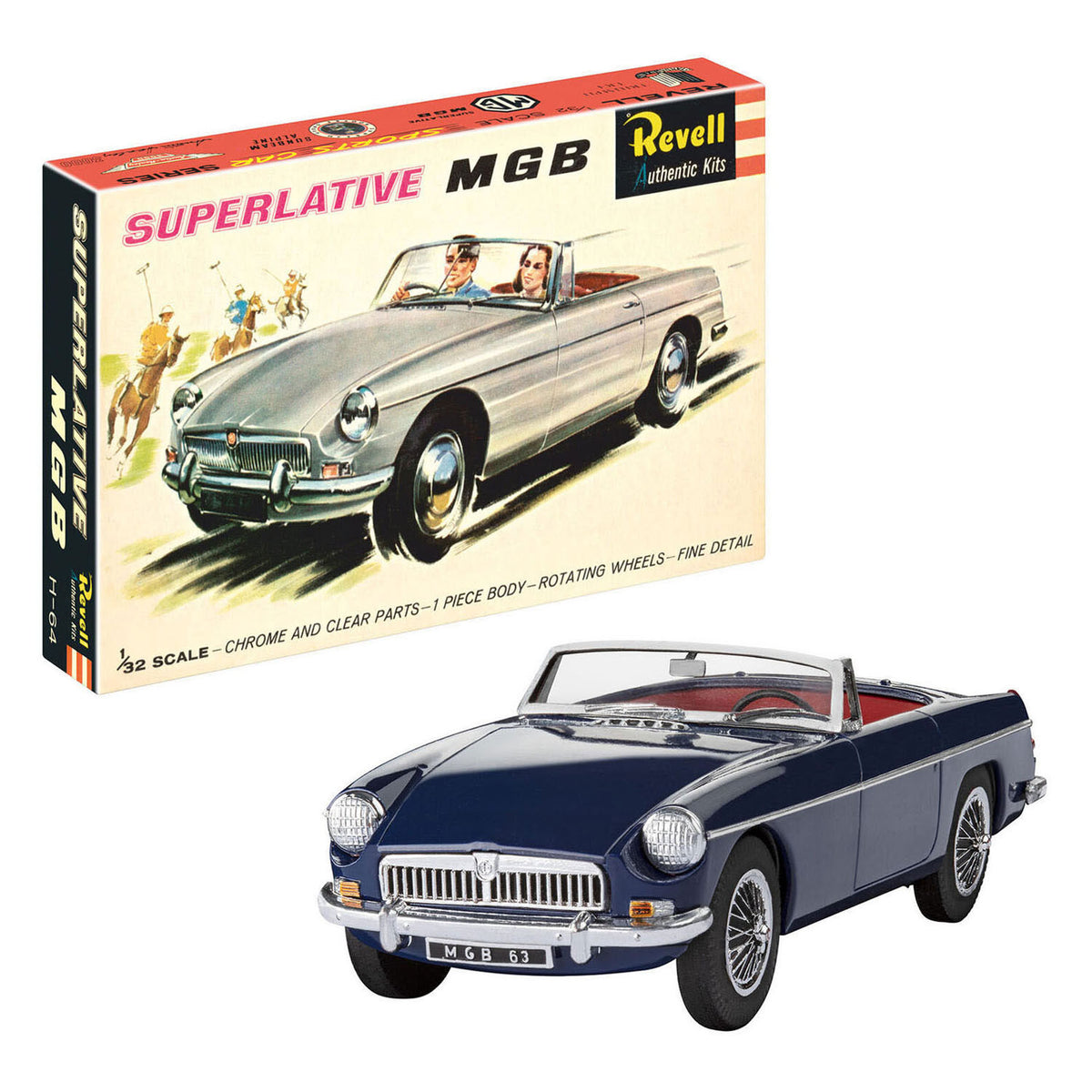 Revell modelbouwpakket mgb roadster - 75 years plastic modelling 1:32 - 64dlg.