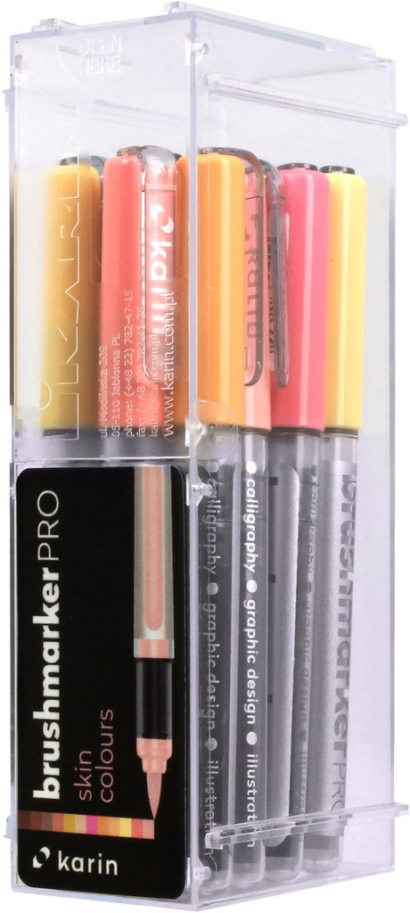 Karin set viltstiften brushmarker pro - skin colours 12 onderdelen