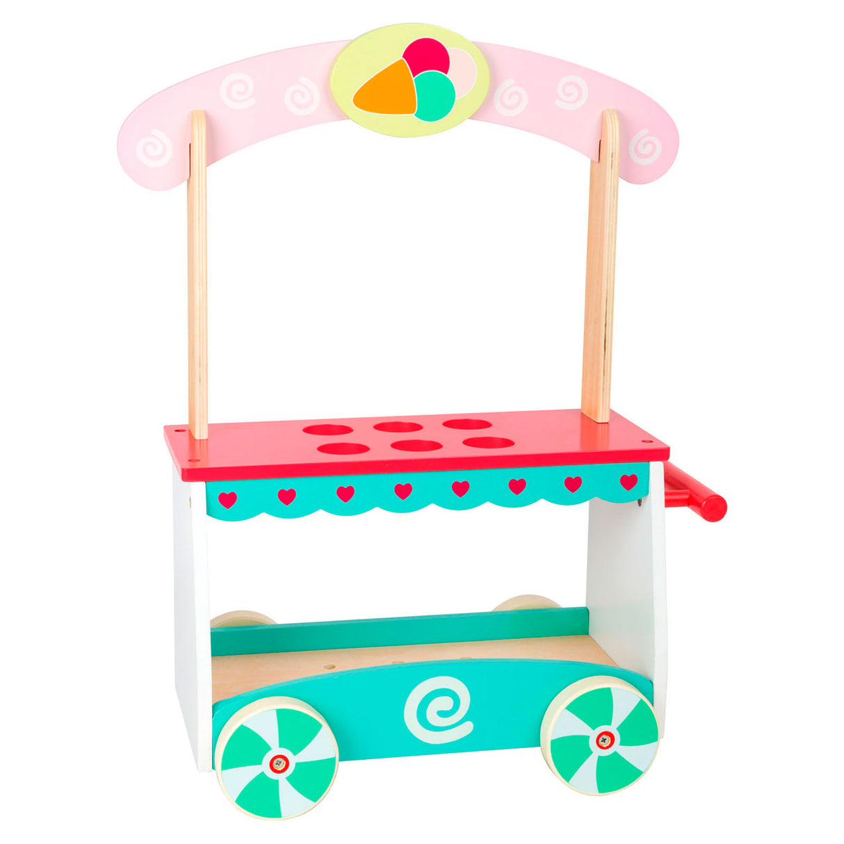 Small foot wooden ice cream cart with accessories