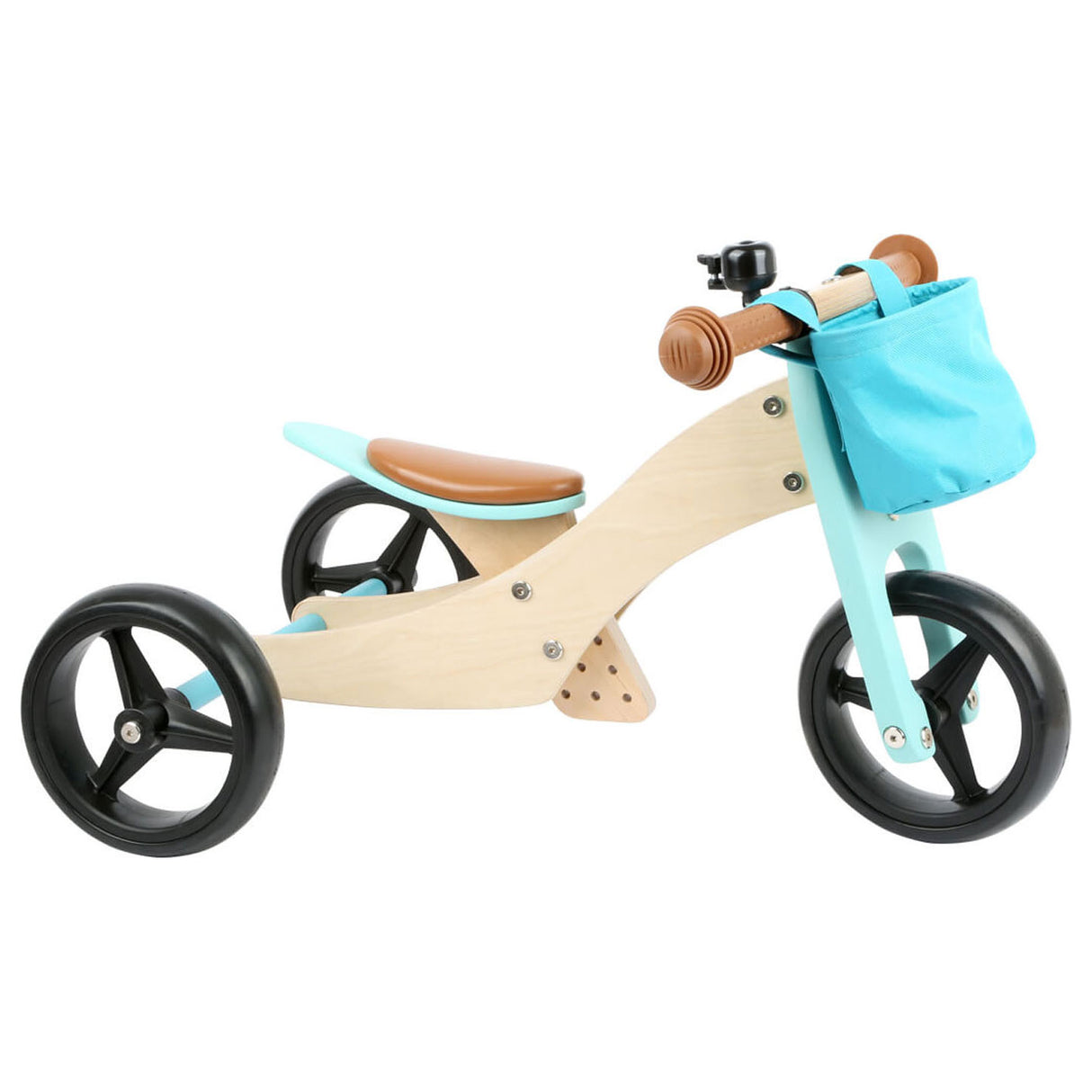 Small foot wooden tricycle and 2in1 turquoise