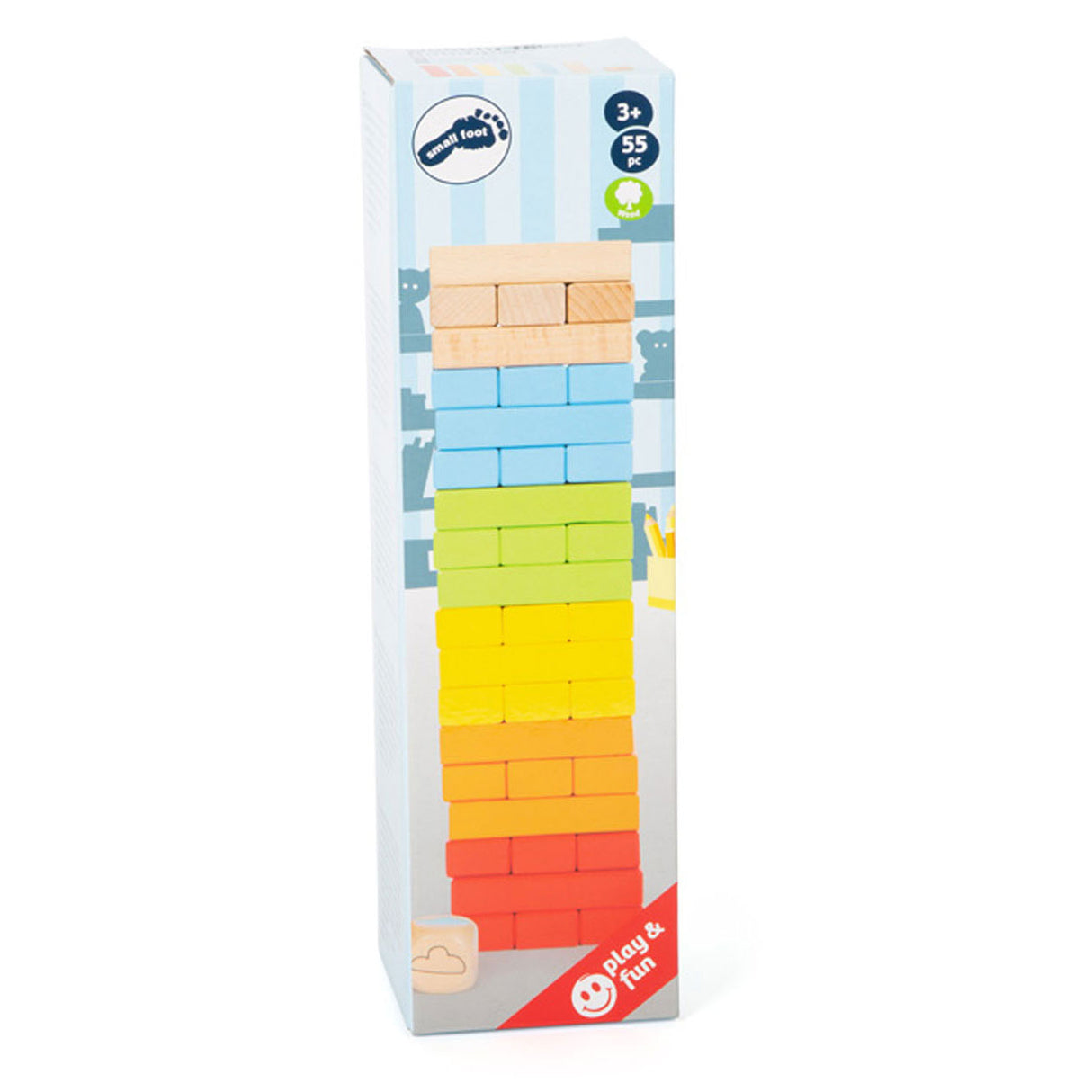 Small foot wooden rainbow wobbel tower game