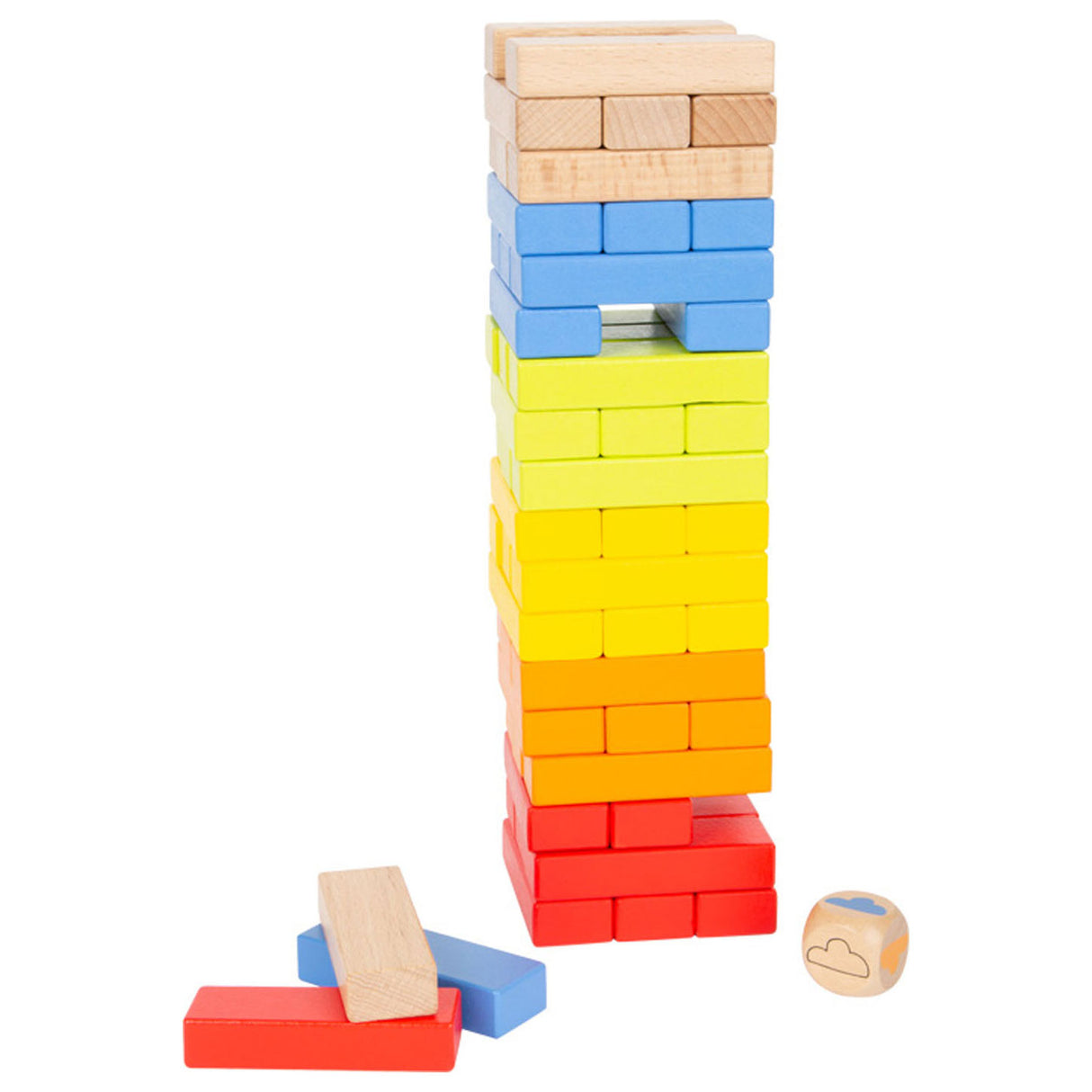 Small foot wooden rainbow wobbel tower game