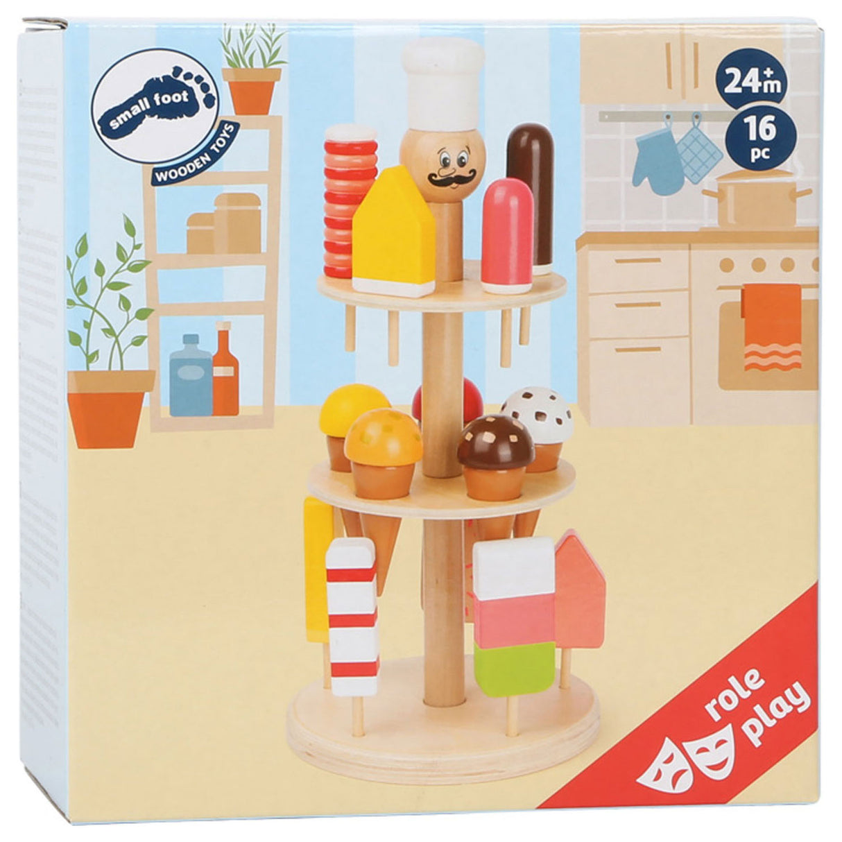 Small foot wooden luigi ice cream stall, 16dlg.