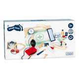 Small foot doctor's bag with wooden doctor accessories, 18dlg.