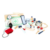 Small foot doctor's bag with wooden doctor accessories, 18dlg.