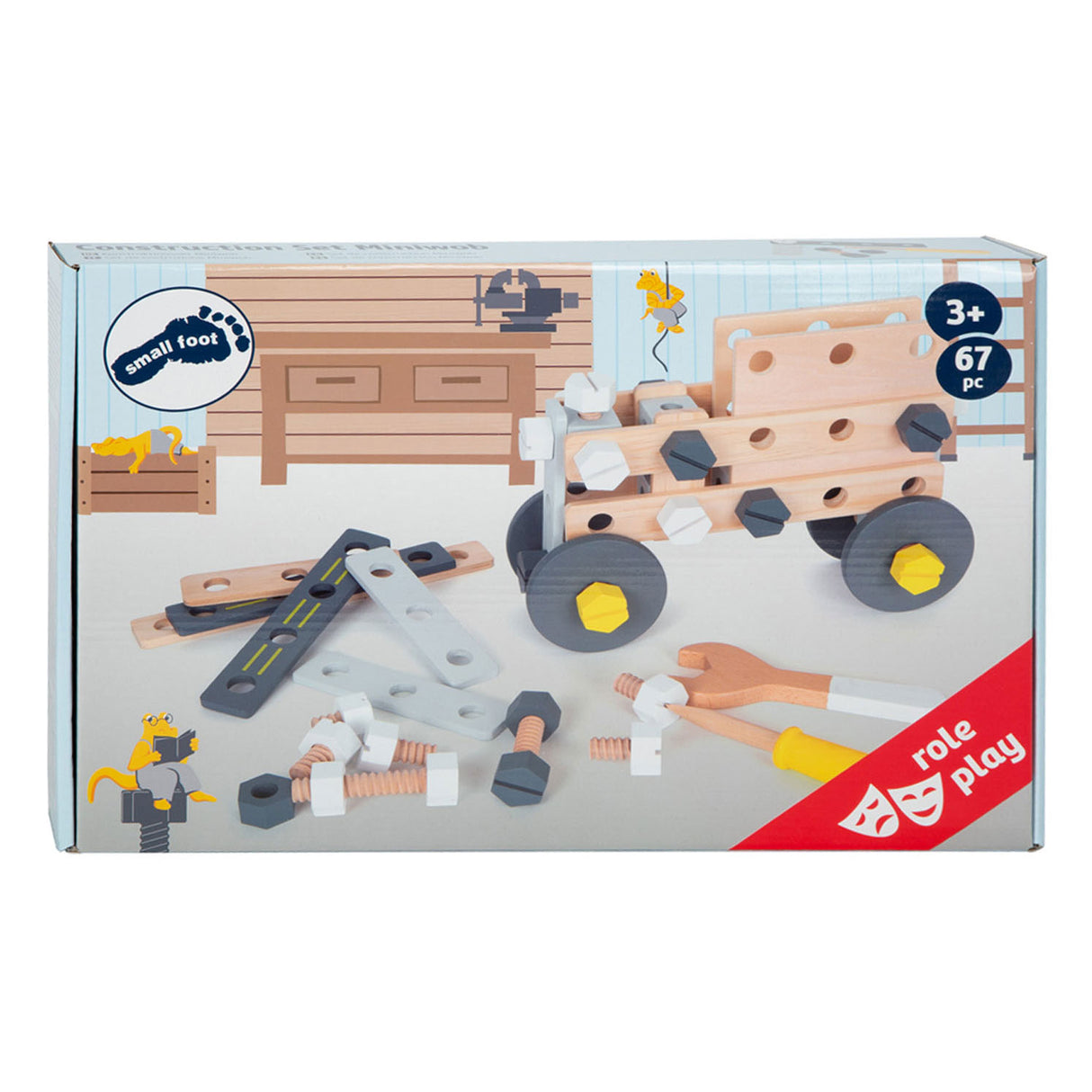 Small foot wooden construction set miniwob, 67dlg.