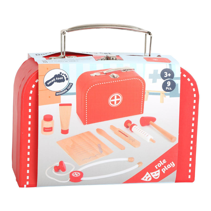 Small foot wooden doctor's set in red suitcase