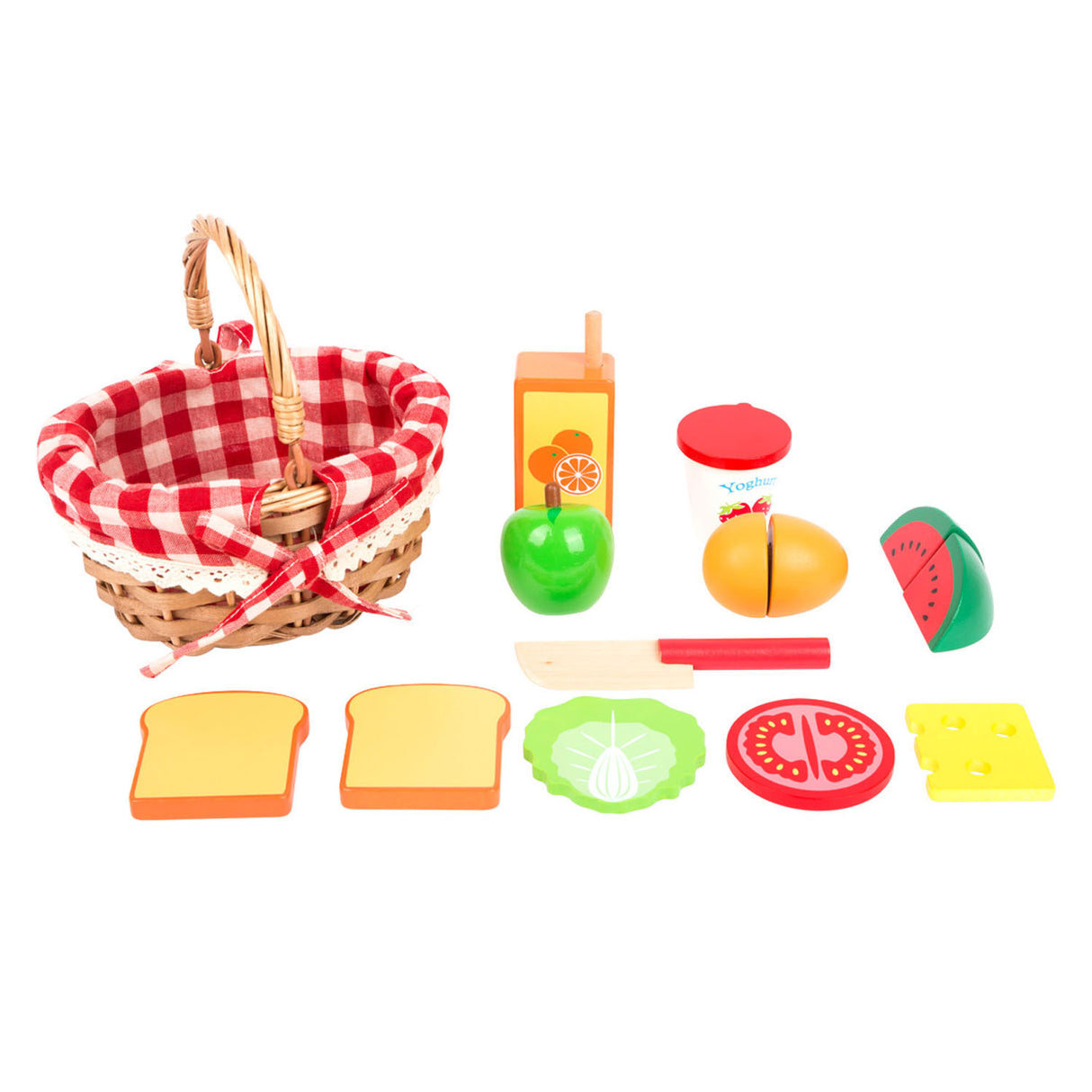 Small foot picnic basket with wooden cut