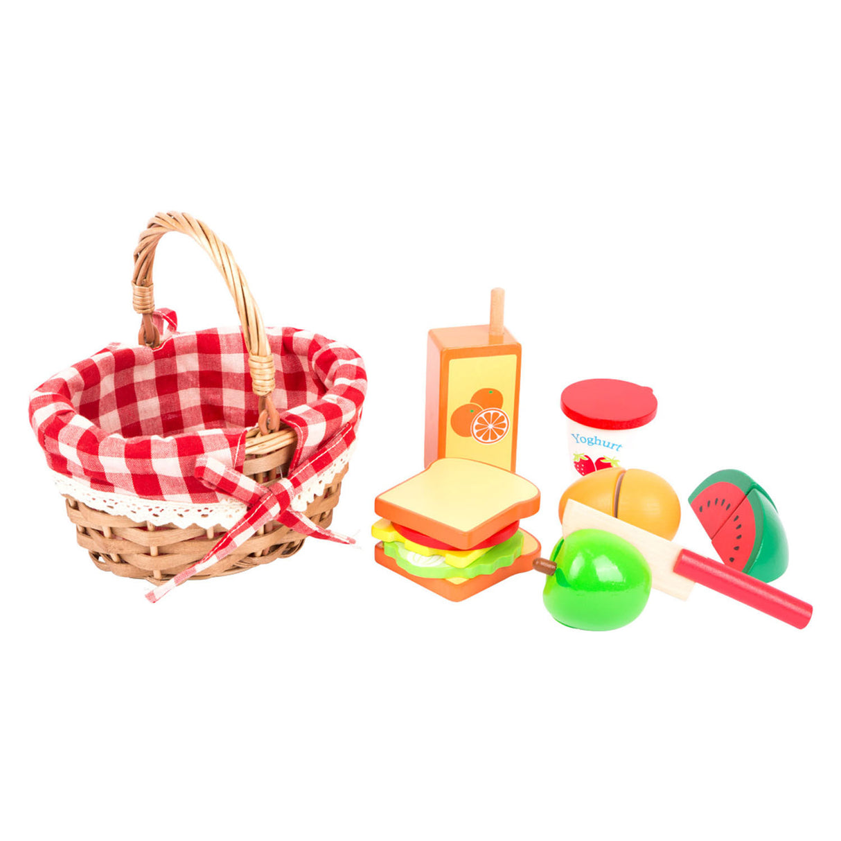 Small foot picnic basket with wooden cut