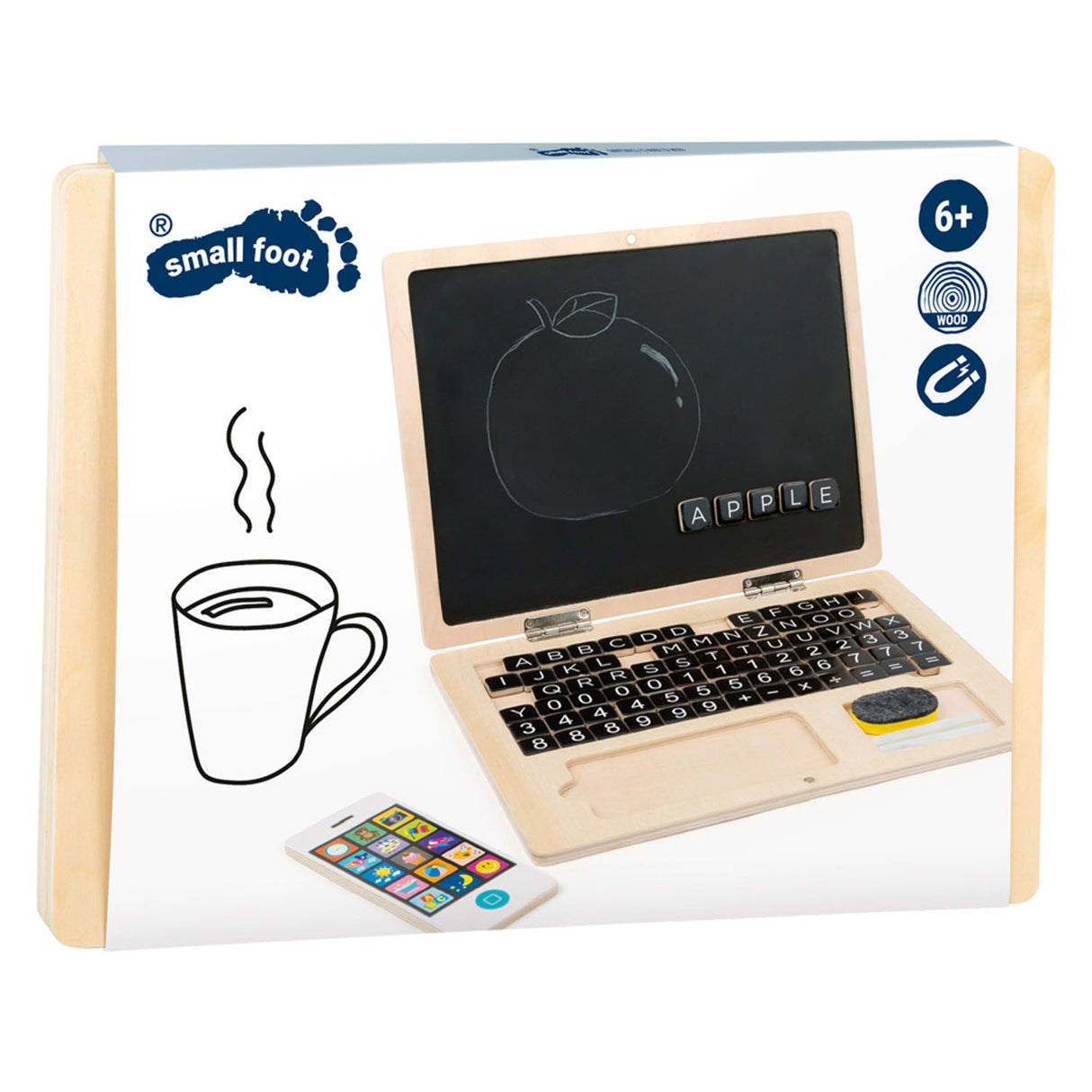 Small foot wooden laptop with magnetic board