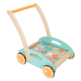 Small foot wooden baby walker with blocks pastel, 35dlg.